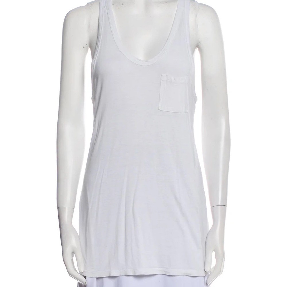 COPY - Alexander Wang scoop neck top with racer Y back white with pocket